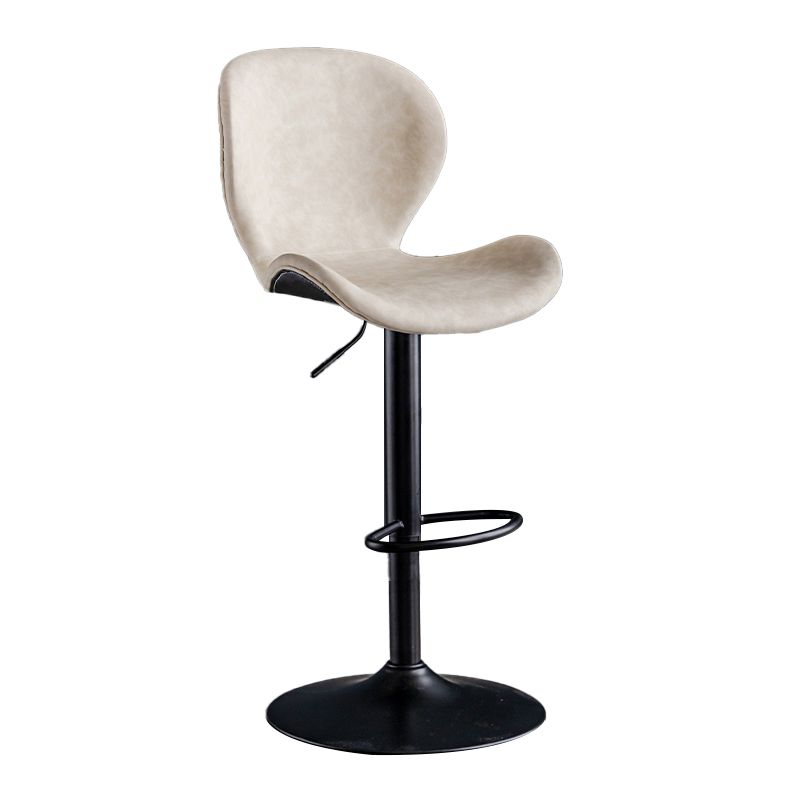 Scandinavian Metal Barstool Low Back Leather Barstools in Matte Finish for Indoor