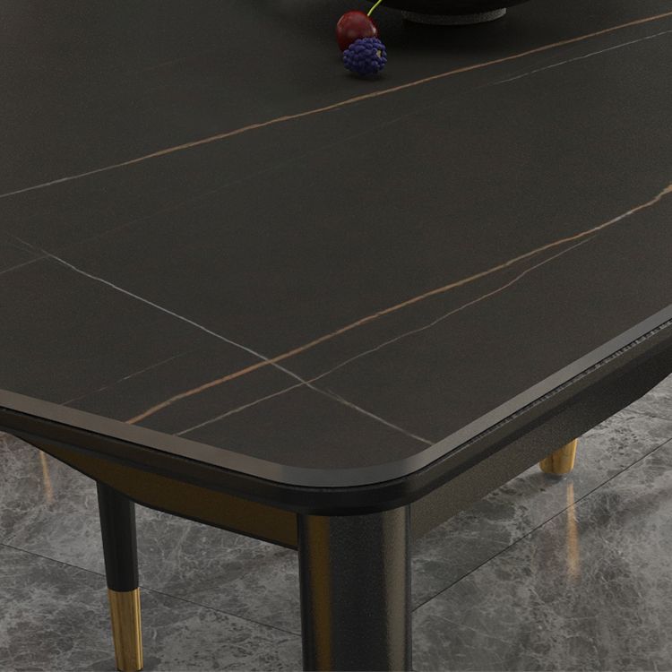 Rectangle Dining Table 4 Legs Dining Table with Solid Wood Base