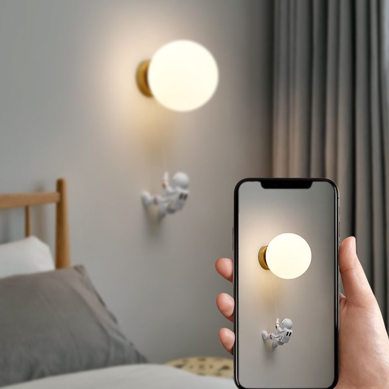 Modern Style Globe Wall Mounted Light Fixture Glass 1 Light Wall Lighting Fixtures