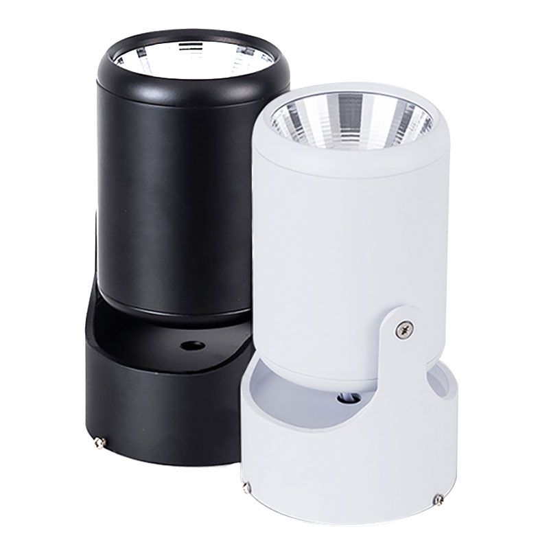 Lámpara mini semiplana de moda en ático, con pantalla cilíndrica LED Metal giratorio lámpara de techo, adecuada para Sala de estar