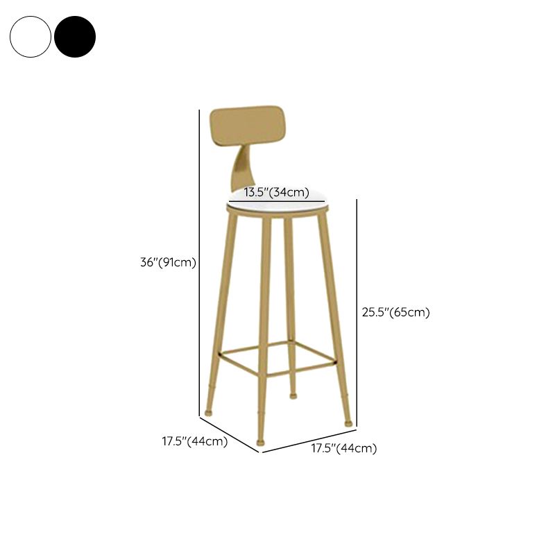 Contemporary Dining Stools Glam Metal Bar Stools with Footrest