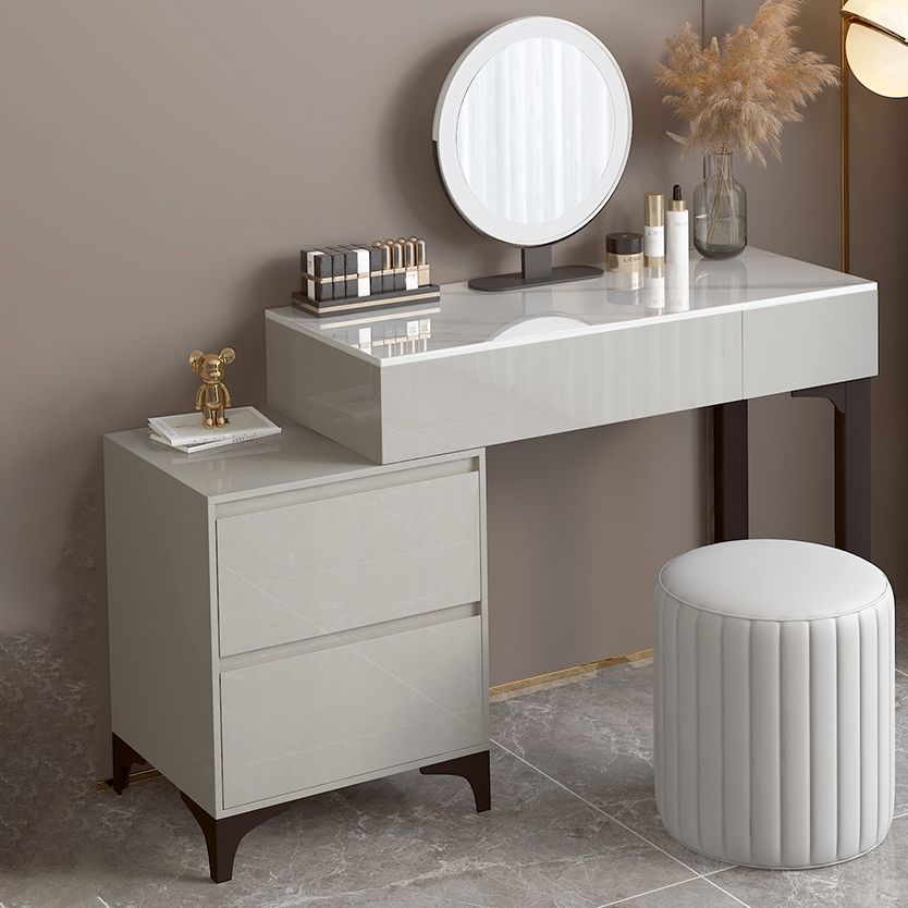 Contemporary Gray Makeup Table With Drawers 14.96 W x 29.52" H for Bedroom