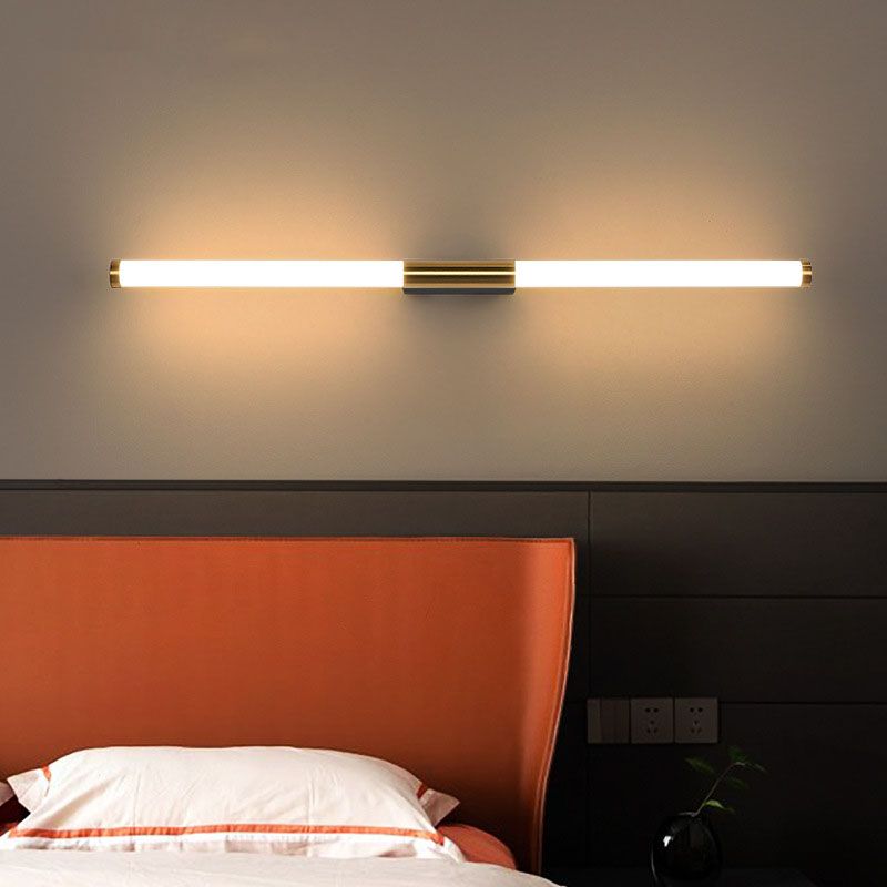 Modern Minimalist LED Wall Light Metal Linear Vanity Wall Light in Gold