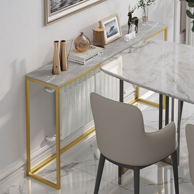 33.46" Tall Glam Console Sofa Table 1-Shelf Stone Accent Table for Hall