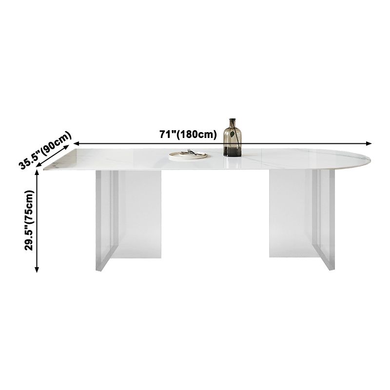 Acrylic Contemporary Free Form Dining Table Sintered Stone Top Table for Dining Room