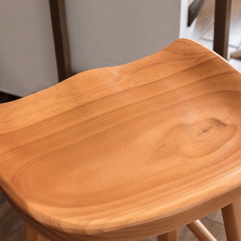 Modern Armless Backless Counter Stool Wood Bar Stool with Pedal for Indoor