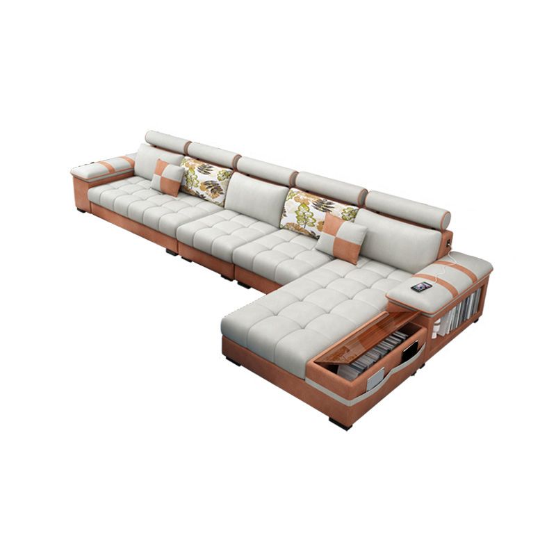 Contemporary Cotton Blend and Faux Leather Furniture Sectionals