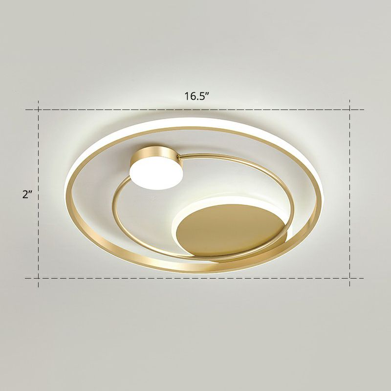 Minimalistisch Led Oberfläche Mount Ceiling Light Gold Kreisförmige Flushmount mit Acryl Schatten
