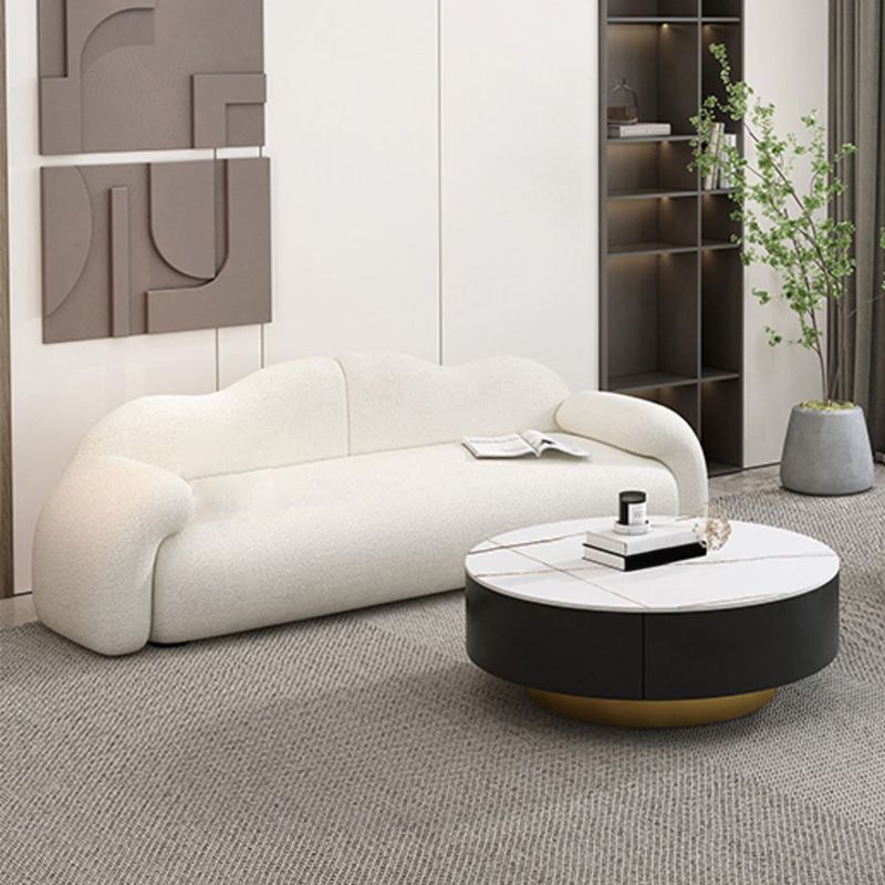 32.38" D Wool Sofa Modernism Pillow Top Arm Seating in White