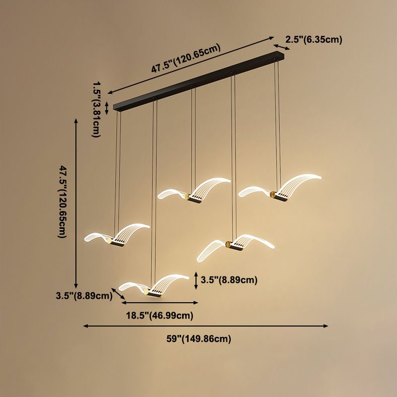 Nordic Style Seagull Shape Island Light Black LED Island Light pour la chambre