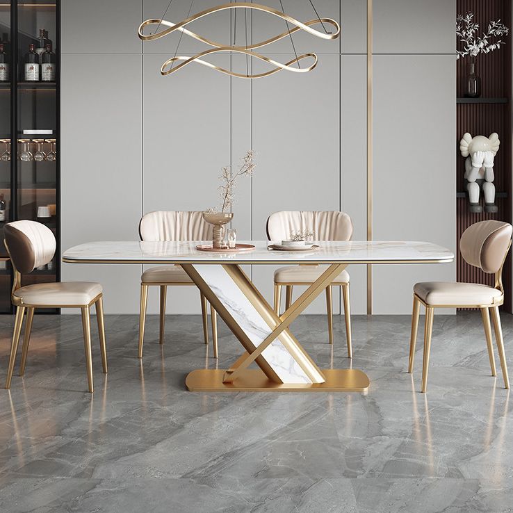 Luxurious Sintered Stone Top Dining Set Rectangle 1/4/5/6/7 Pieces Dinette Table Set