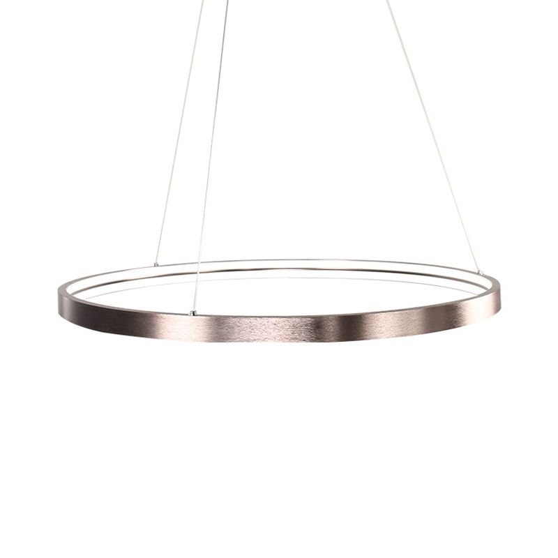 Cerchio in alluminio lampadario semplicità semplicità lucidata lucidata 16 "/23,5" l'illuminazione a ciondolo a LED largo in luce calda/bianca/naturale