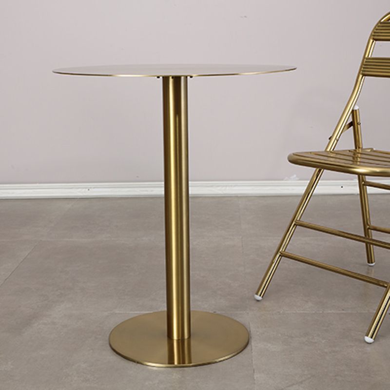 Pedestal Stainless Steel Top Cocktail Table Round Coffee Table for Living Room
