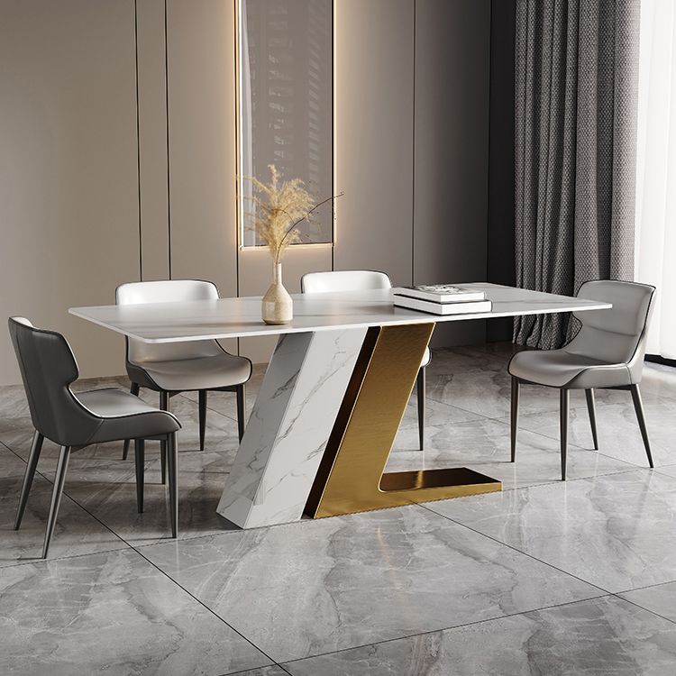 Glam Dining Table Set 1/4/5/7 Pcs Rectangle Dining Table with Wingback Chairs