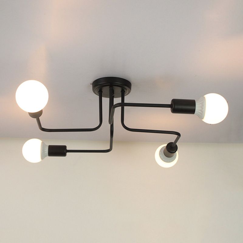 Lámpara de metal Delgada Semi-Vaciado de Luz Lámpara de techo de Loft de Luz en Negro