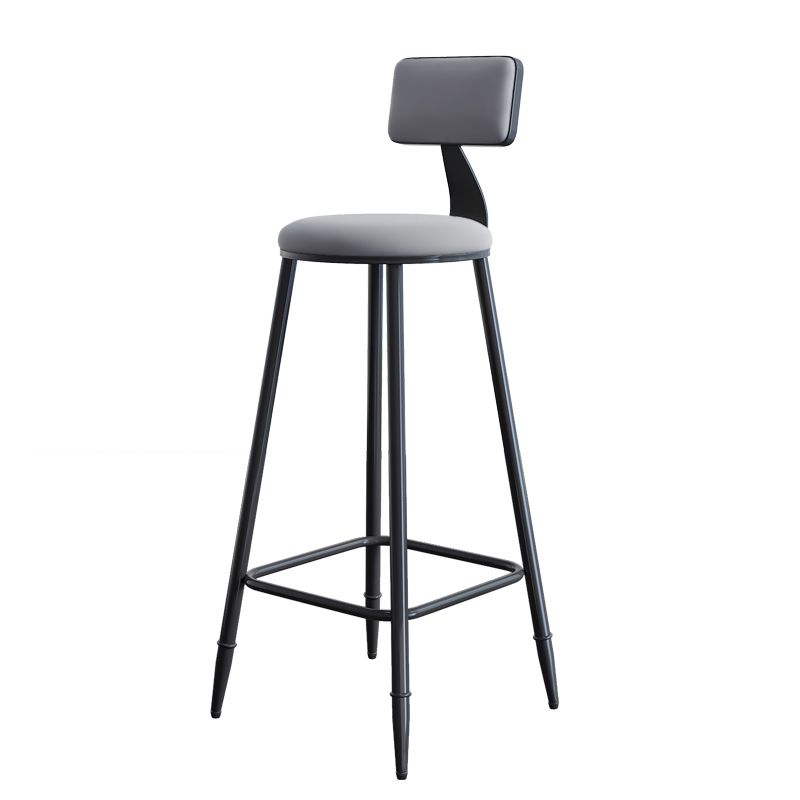 Modern Backrest Armless Counter Stool Iron Dining Room Bar Stool with Cushion and Pedal