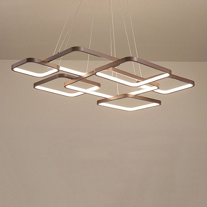 Brown Aluminum Hanging Pendant Lights Modern Hanging Lamps for Living Room