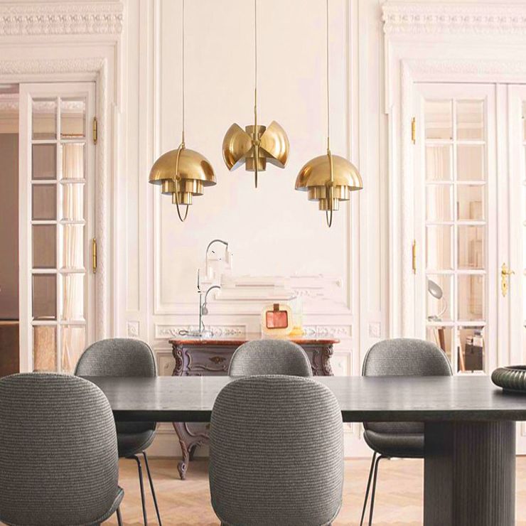 Contemporary Shaded Hanging Light Fixture Metal Living Room Ceiling Pendant Light