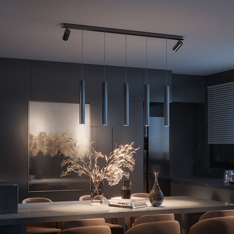 New Modern Metal Island Lighting Fixture LED Linear Chandelier Lights for Dining Room