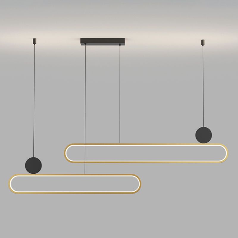 Eigentijdse stijl lineaire vorm eilandlichten metaalhangende hanglampen in goud
