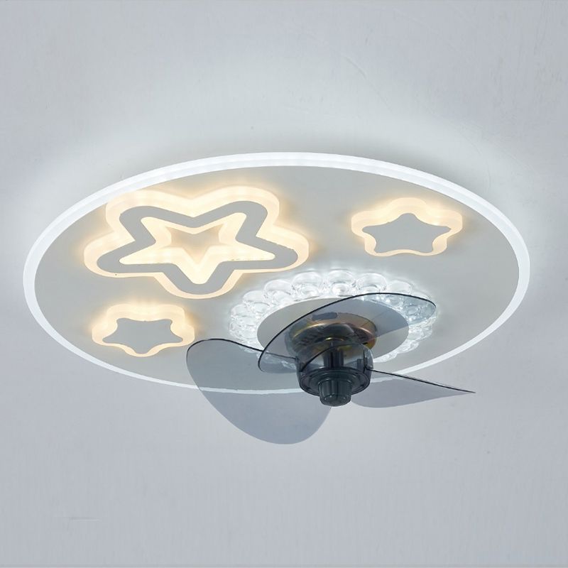 Schlafzimmer LED -Lüfterlampenlampe minimalistische weiße Halbflush -Licht mit kreisförmiger Acrylschatten