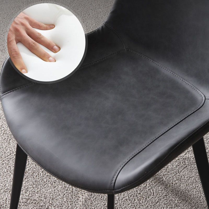 Silla de comedor tapizada de metal con respaldo sólido industrial para interiores (juego de 2)