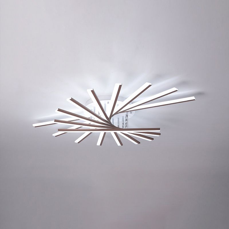 Fan-Shaped Living Room LED Semi Flush Acrylic Modern Flush Ceiling Lighting Fixture