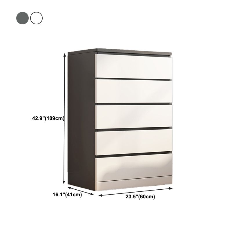 Modern Style White Storage Chest Vertical Wooden Chest with 3 / 4 / 5 / 6 Drawers