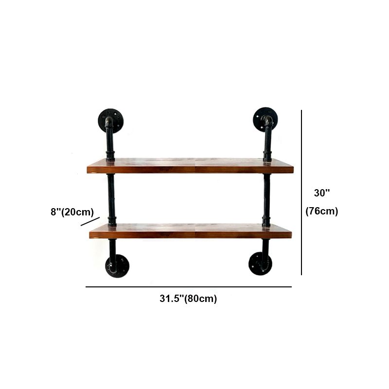 Industrial Style Bookshelf Wall Mounted Solid Wood Bookcase for Home Office