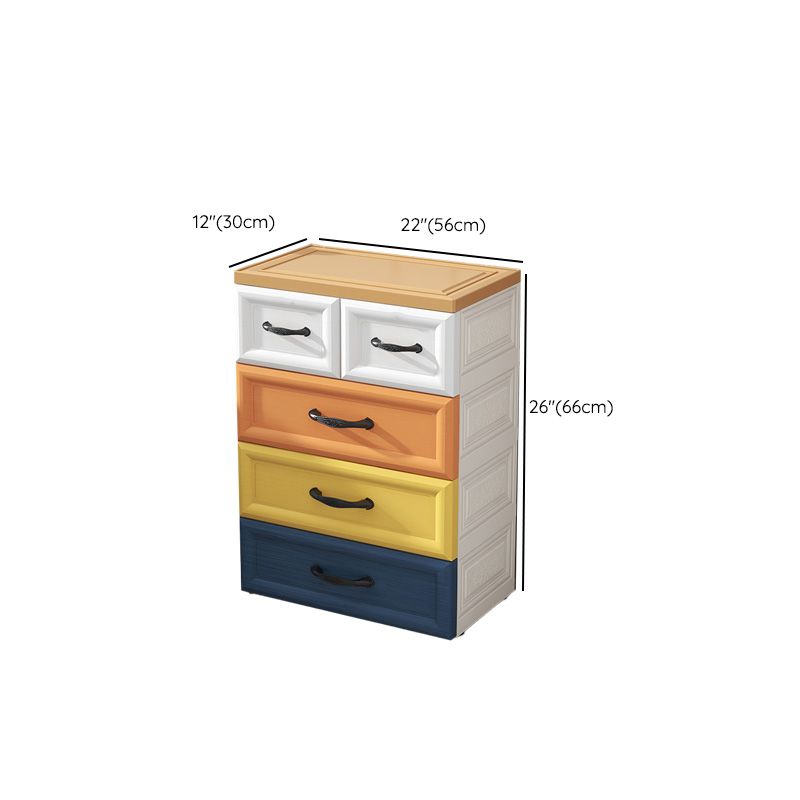 Ultra Modern Plastic Kids Nightstand with Drawers and Legs for Bedroom