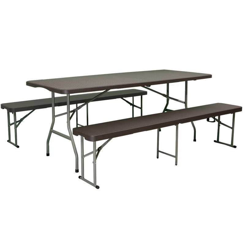 Industrial Plastic Foldable Dining Table Rectangle Water Resistant Table