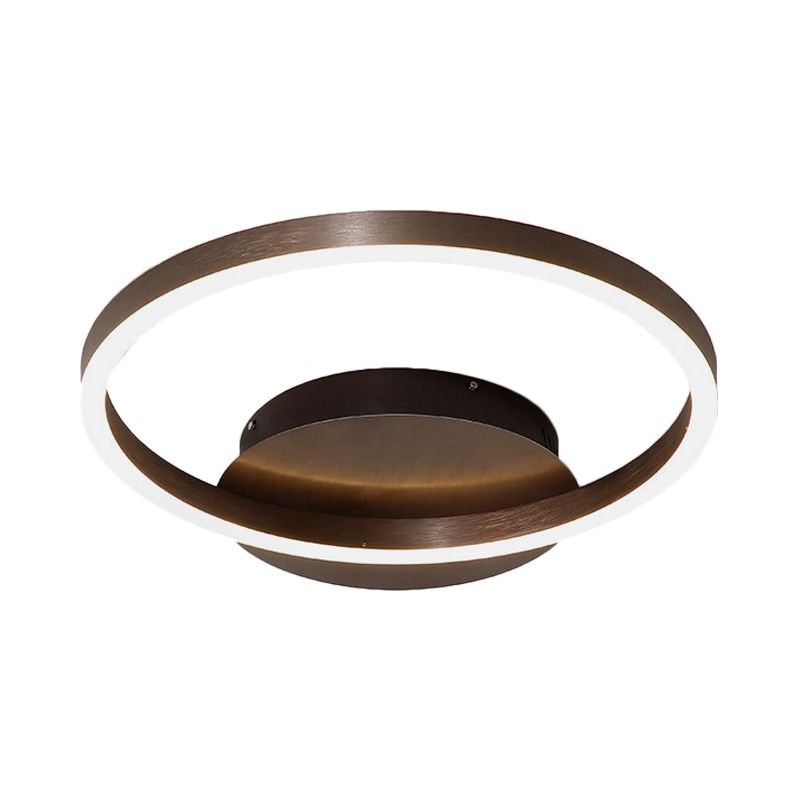 Zwart/bruin 1/2/3-ring semi-inbouwlicht eigentijds LED acryl plafondgemonteerd armatuur in warm/wit/natuurlijk licht, 16,5"/19,5"/23,5" breed