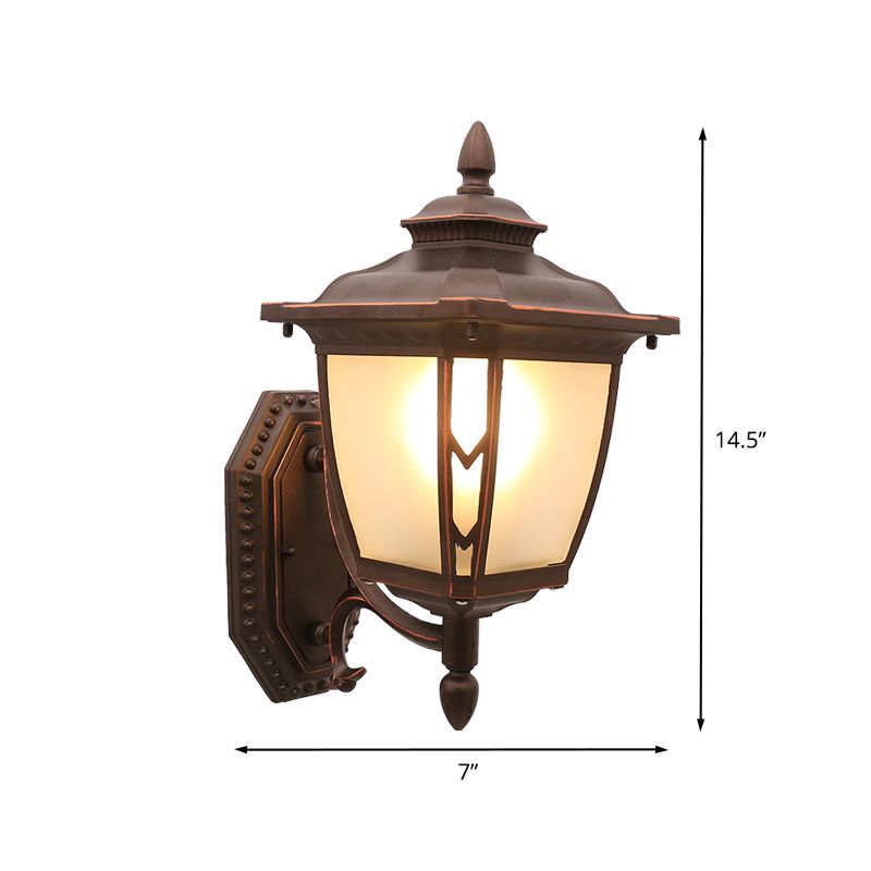 Café 1-Light Wall Mount Location Lodges Grosted Glass Pincone Gald Mur Sconce éclairage pour extérieur