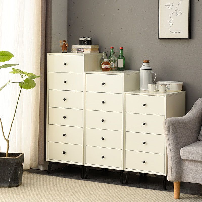 Modern Wooden Lingerie Chest Bedside Vertical Storage Chest in White and Brown