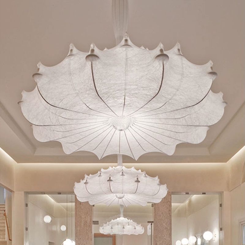 Stoff weiß Suspension Anhängerlampe Moderner Stil einzigartiger 1-Licht-Tropfen Anhänger