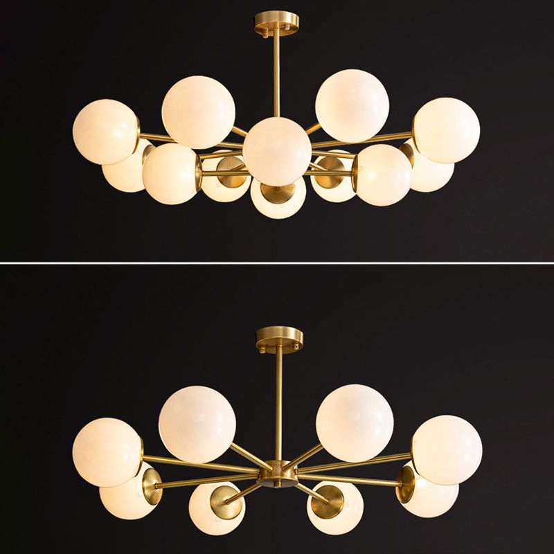 Lámpara de lámpara de lámpara de globo de vidrio accesorio de iluminación de araña minimalista en blanco