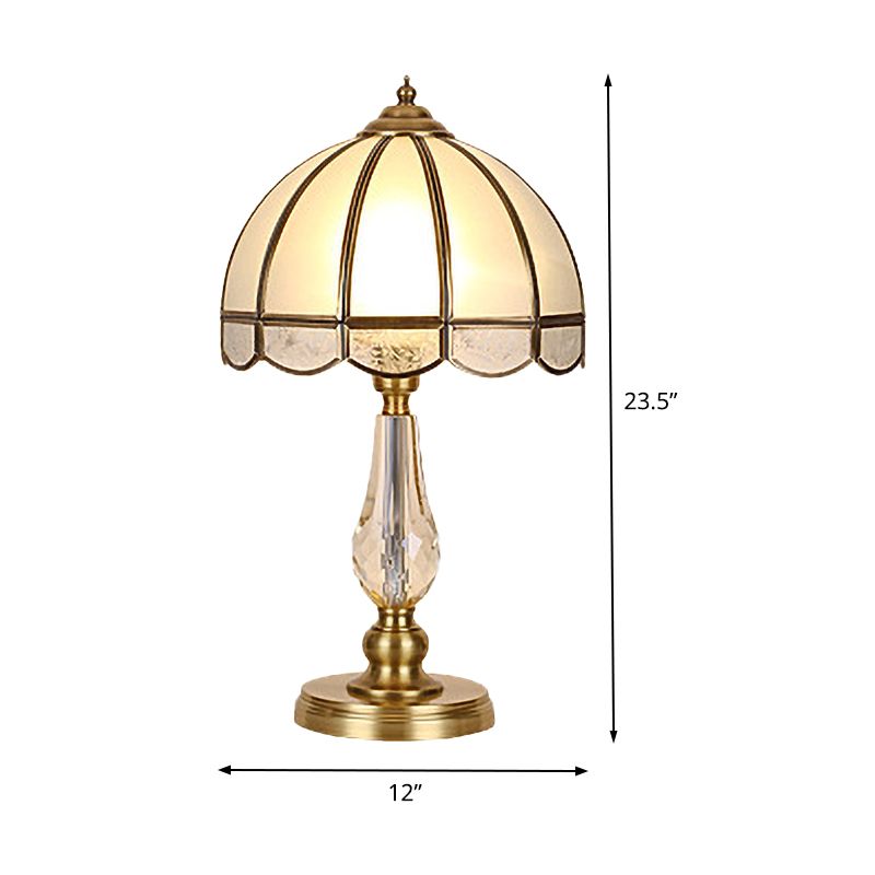Eigentijdse tafellamp met 1 lamp, gouden paraplu, kleine bureaulamp met matglazen kap
