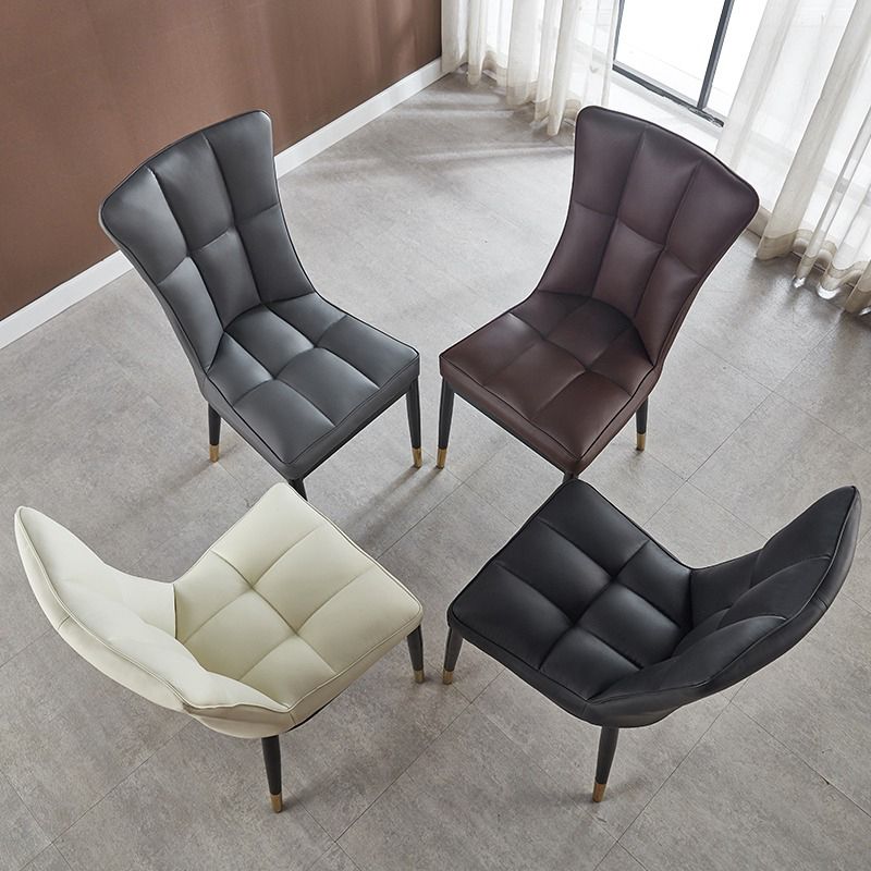 Glam Style Wingback Side Chair Upholstered Armless Dining Chairs for Home
