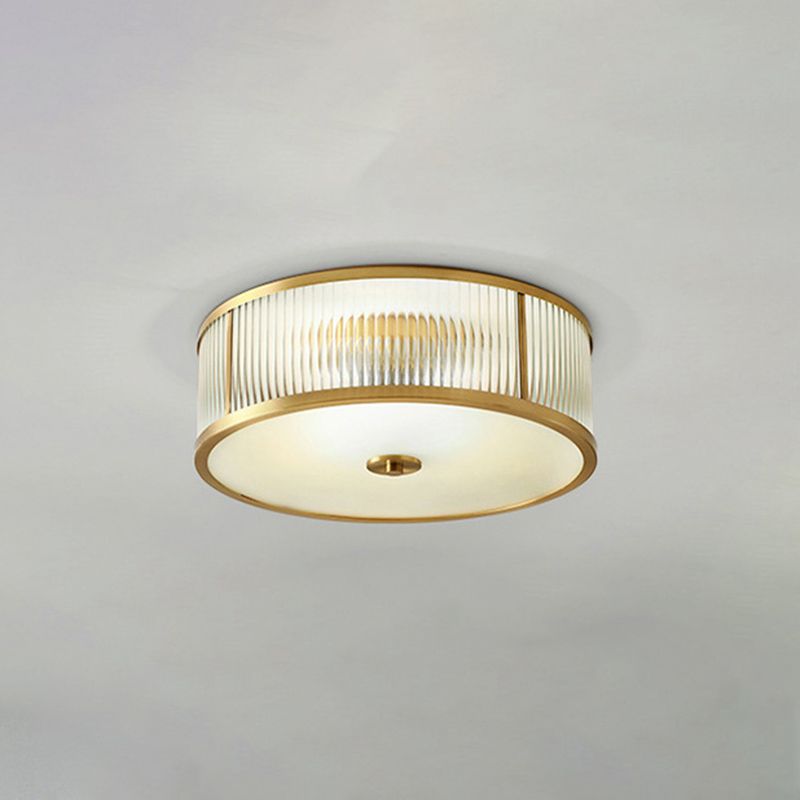 Colonial Classic round plafonnier cuivre intérieur encastré avec abat - jour en verre transparent