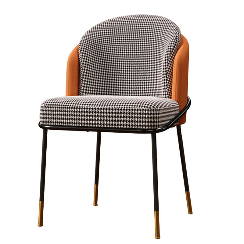 Glam Metal Dining Armless Chair Upholstered Side Chairs for Restaurant Use