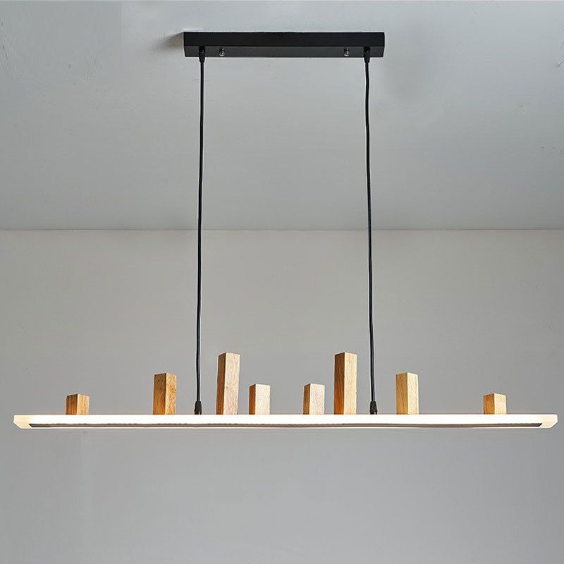 Wood Linear Island Lighting Modern 1-Light Island Pendant Lights
