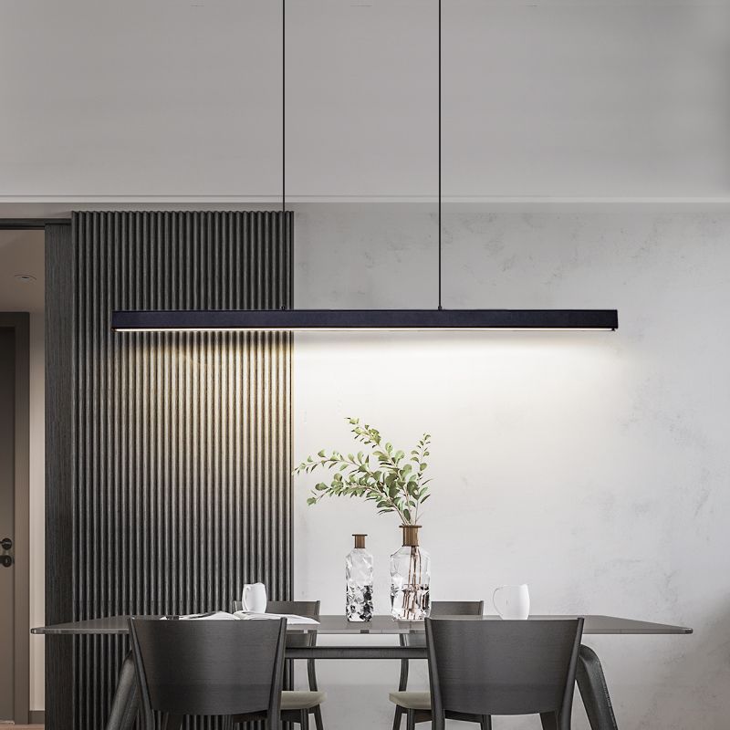 Modern Aluminum Island Light Linear 1-Light Restaurant Hanging Lamp with Acrylic Shade