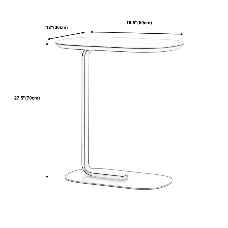 C Side Modernistic Metal Table 19.6"L Oval Table for Living Room