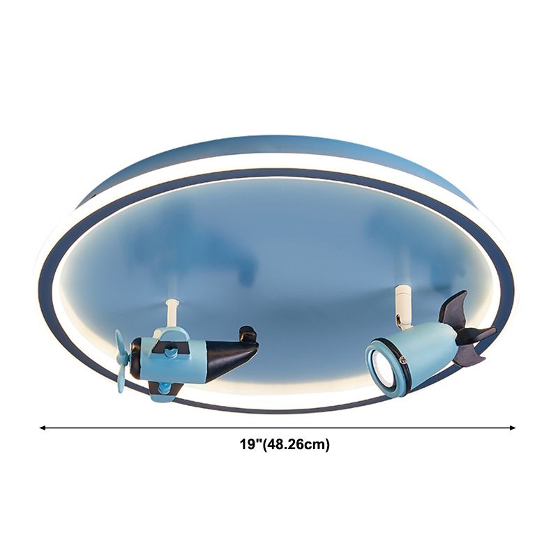 Children Room Flush-mount Lamp Creative Cartoon LED Ceiling Lamp in Blue