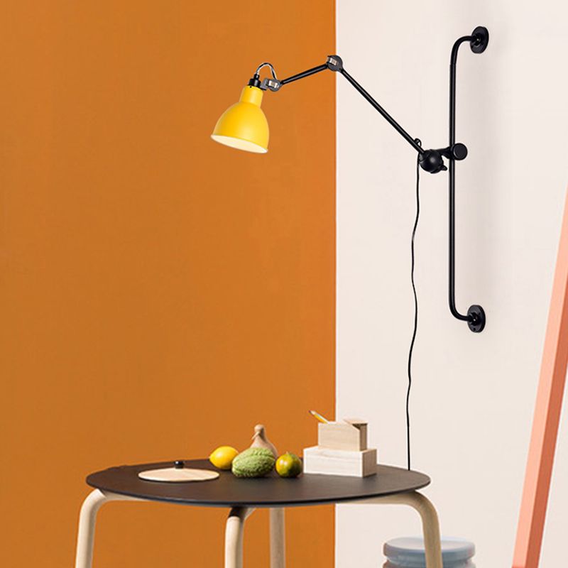 Tombre de cúpula negro/negro Luz de pared Modernista 1 Cabeza Lámpara de pared ajustable metálica para el comedor