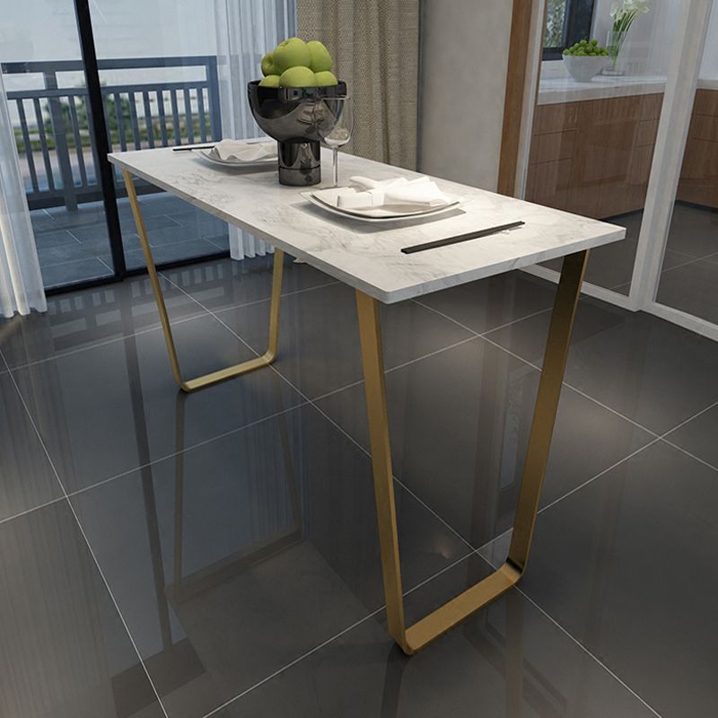 Glam Indoor Bar Dining Table White Marble Rectangle Counter Table