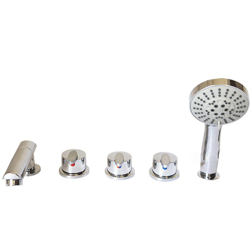 Deck Mounted Copper Roman Tub Faucet Low Arc Roman Tub Faucet Set in Chrome
