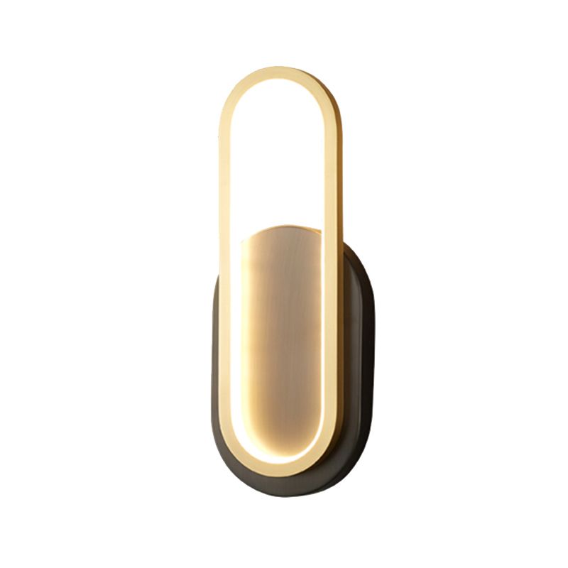 Post Modern Oval Wall Sconce in Black & Gold Finish Solid Brass and Acrylic LED Wall Light