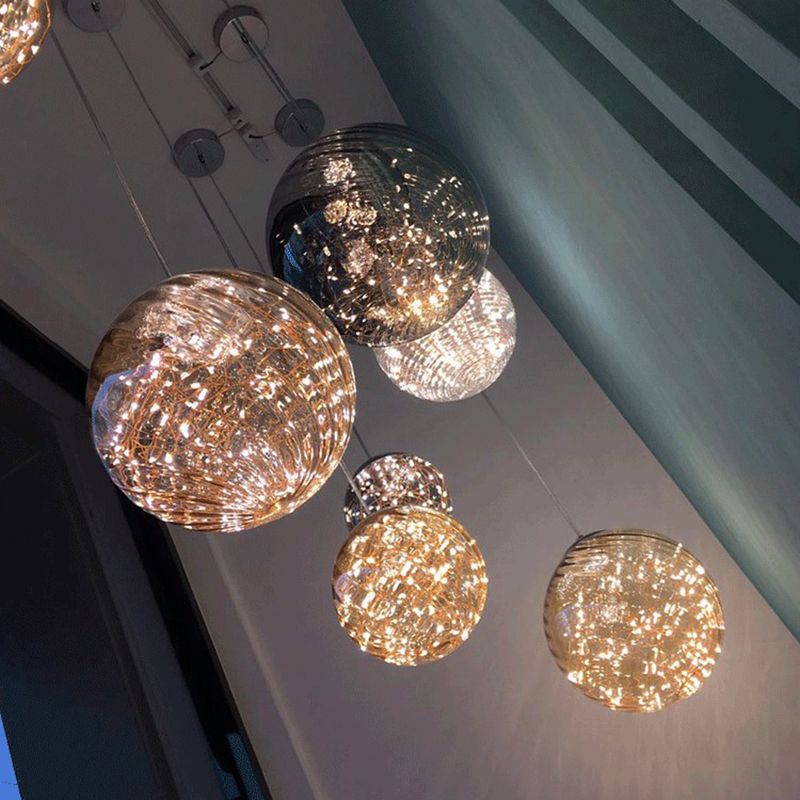 1-Light Blown Glass Suspension Pendant Light Contemporary Style Down Mini Pendant for Dining Room