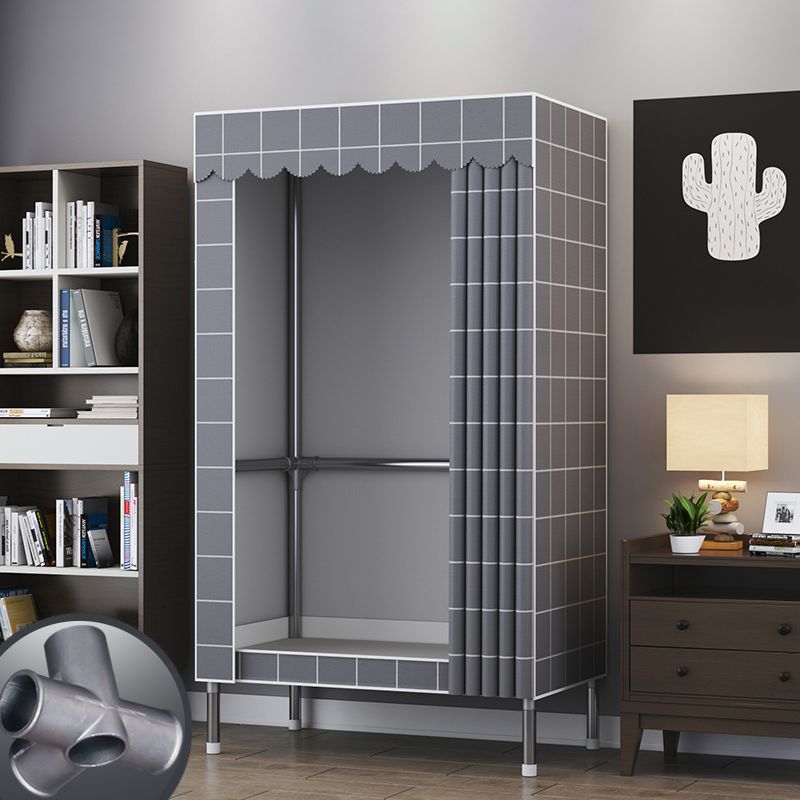Contemporary Style Metal Wardrobe Cloth Rod Included Wardrobe Closet for Home